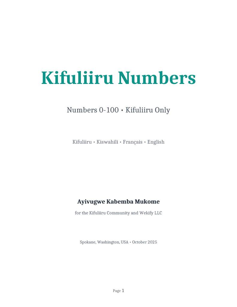 Kifuliiru Numbers 0-100