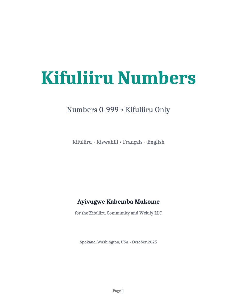Kifuliiru Numbers 0-999